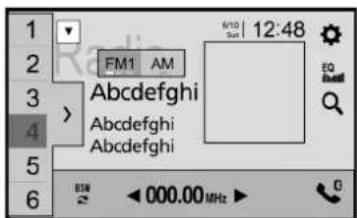 1 2 3 4 5 6 FM1 AM Abcdefghi Abcdefghi Abcdefghi 6/10 12:48 EQ 000.00 MHz