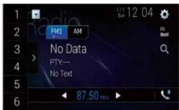1 2 3 4 5 6 FM1 AM No Data PTY— No Text 87.50 MHz