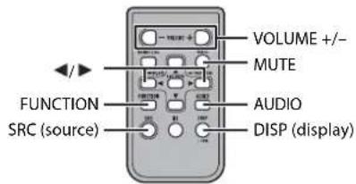 VOLUME +/- MUTE FUNCTION AUDIO SRC (source) DISP (display)