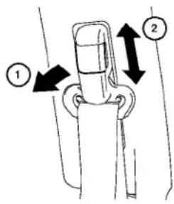 Diagram showing a mechanical component with labeled parts and directional arrows indicating motion or force directions.