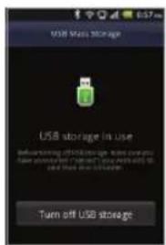 USB Max Storage USB storage in Use Turn off USB storage