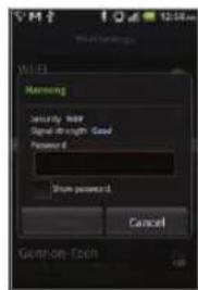 Wi-Fi Samsung Security Web Signal strength Good Password Show password Cancel Gutnon-Tech