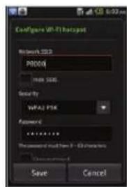 Configur Wi-Fi hotspot Network SSD PRO00 USB SSD Security WPA2 PTK Appendix ****** Pre准备时域: 10 characters Cancel Save Cancel
