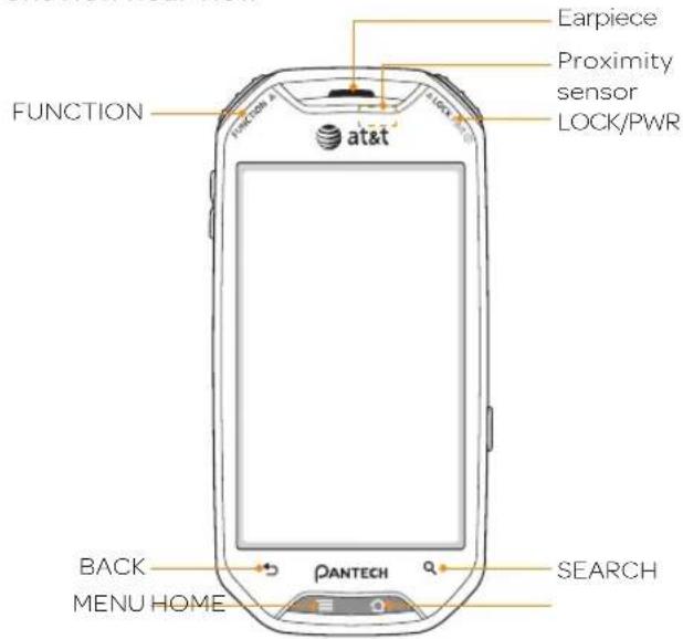 FUNCTION at&t earpiece Proximity sensor LOCK/PWR BACK PANTECH MENU HOME SEARCH