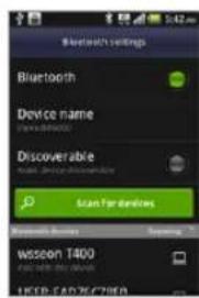 Bluetooth settings Bluetooth Device name Discoverable Scan for devices Wesson T400 HICED EAD7C7800