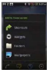 Add to Home screen Shortcuts Widgets Folders Wallpapers