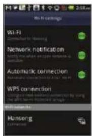 Wi-Fi settings Wi-Fi Connected to Windows Network notification Automatic connection WPS connection Hanoi options
