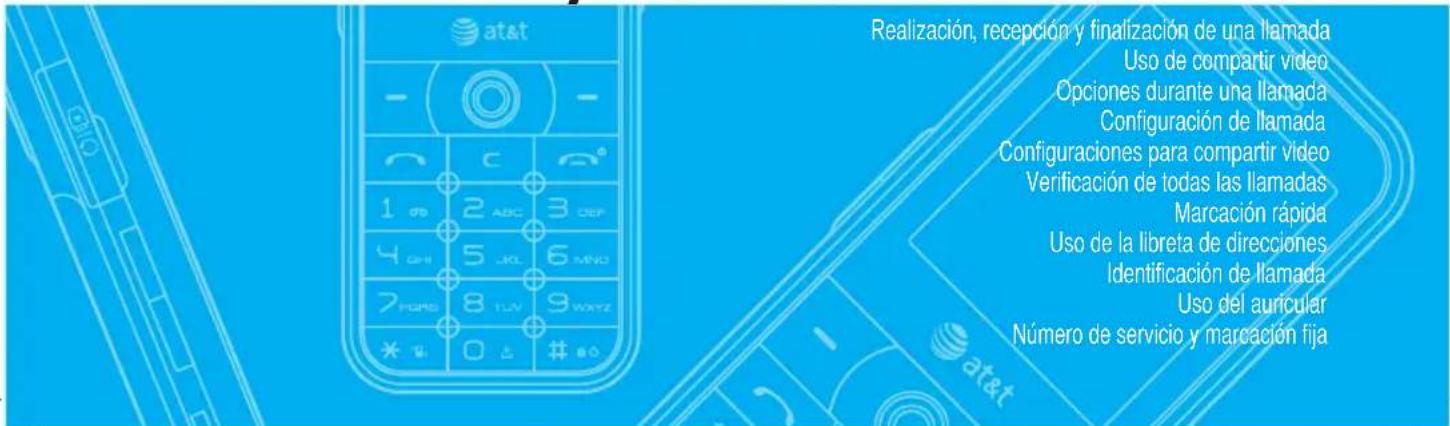 Realización, recepción y finalización de una llamada Uso de compartir vídeo Opciones durante una llamada Configuración de llamada Configuraciones para compartir vídeo Verificación de todas las llamadas Marcación rápida Uso de la libreta de direcciones Identificación de llamada Uso del auricular Número de servicio y marcación fija