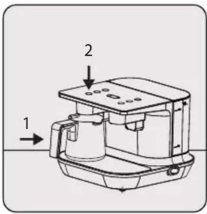 Technical diagram of a mechanical device with labeled parts and directional arrows indicating flow or movement.