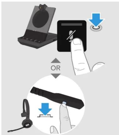 Diagram illustrating the operation of a device to switch or press, showing hand positioning and ear protection steps.
