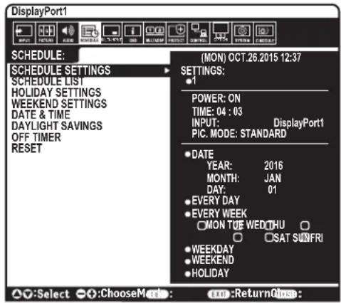 NEC MultiSync V554Q - NOTE 1: CREATING A SCHEDULE - 1