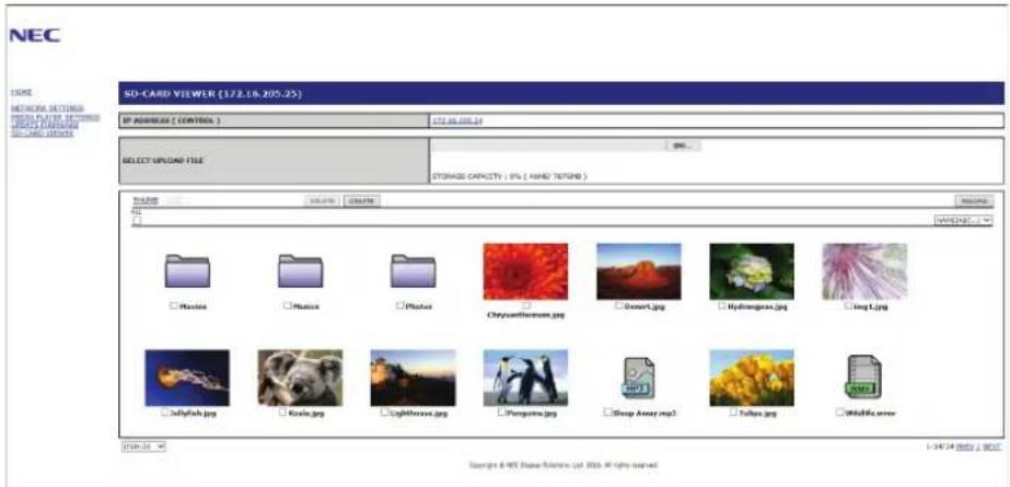NEC MultiSync V554Q - Using SHARED SD card SETTINGS - 1