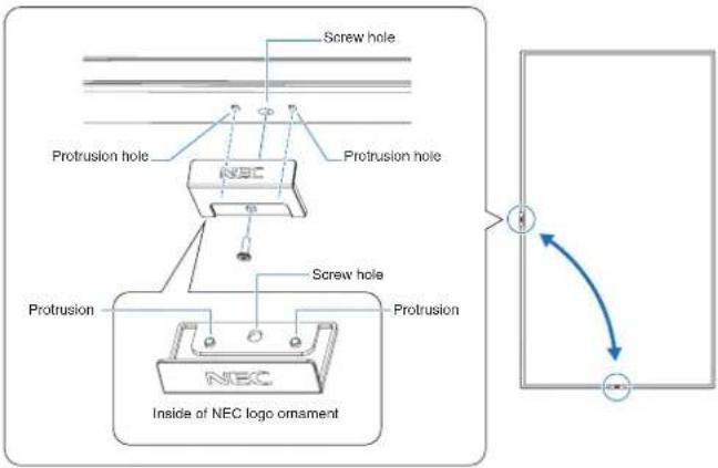 NEC MultiSync V554Q - Changing NEC logo ornament position - 1
