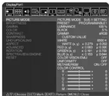 NEC MultiSync V554Q - Select or change the Picture Mode in the OSD menu item [PICTURE MODE] - 1