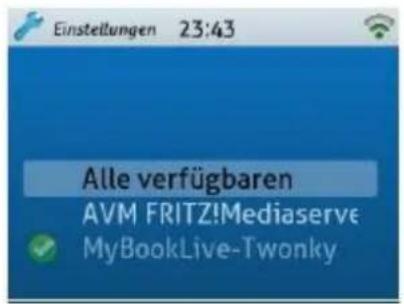 Einstellungen 23:43 Alle verfügbaren AVM FRITZ!Mediaserve MyBookLive-Twonky