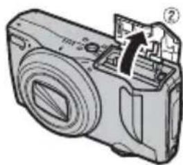 FUJIFILM FinePix F900EXR - Open the battery-chamber cover. - 2