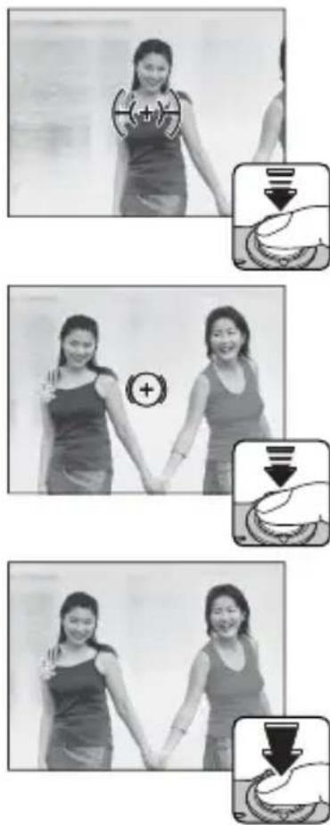 Sequence of four-step exercise sequence showing a woman holding hands with icons and hand gestures, likely demonstrating a physical or health intervention.