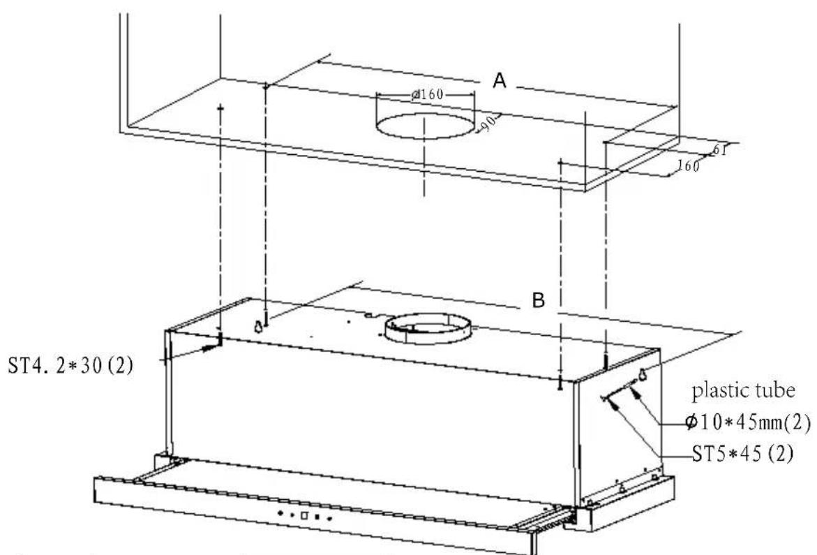 A Ø160 Ø90 160 61 B ST4. 2*30 (2) plastic tube Ø10*45mm(2) ST5*45 (2)