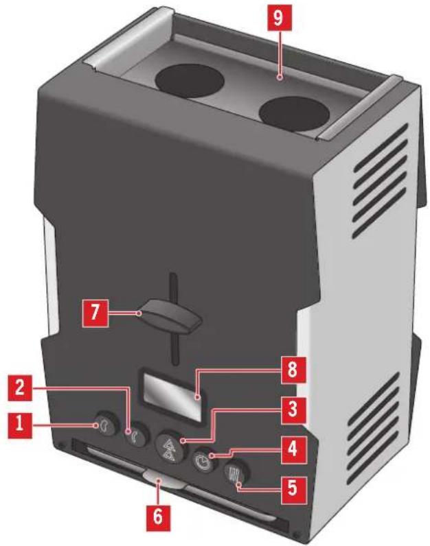 Labeled diagram of a computer tower case with numbered components for identification