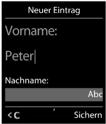 Neuer Eintrag Vorname: Peter| Nachname: Abc
