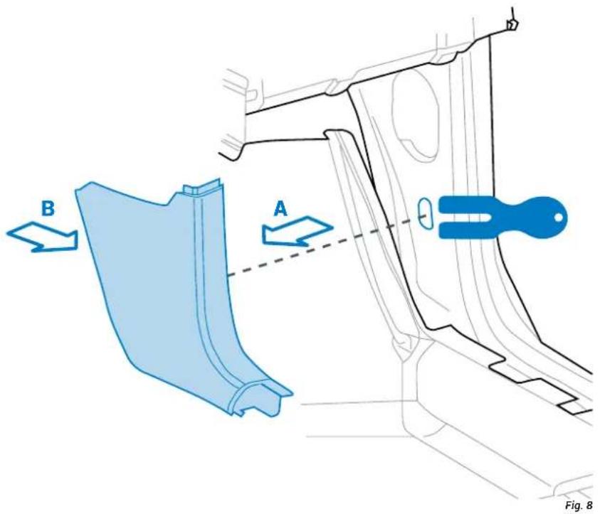 AUDISON Prima APSP G6 - Removing the lower cover from the right pillar (Fig. 8). - 1