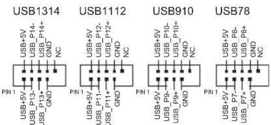 ASUS E45M1-M Pro - USB 2.0 connector (10-1 pin USB78, USB910, USB1112, USB1314) - 3