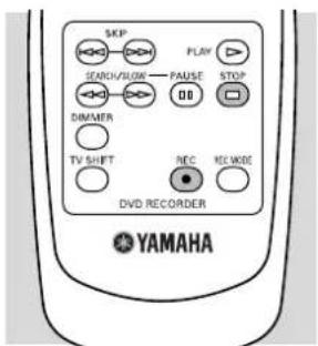 SKIP SEARCH/SKOW PAUSE STOP DIM/MPA TV SHIFT REC REC WORLD DVD RECORDER YAMAHA