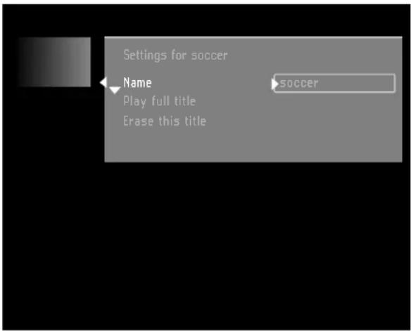 Settings for soccer Name soccer Play full title Erase this title