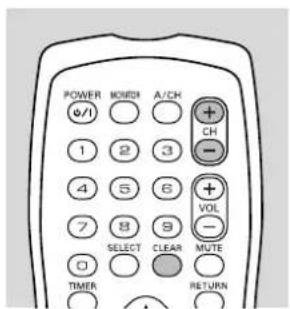 POWER MONDS A/CH +/- CH 1 2 3 4 5 6 7 8 9 0 SELECT CLEAR MUTE TIMER RETURN