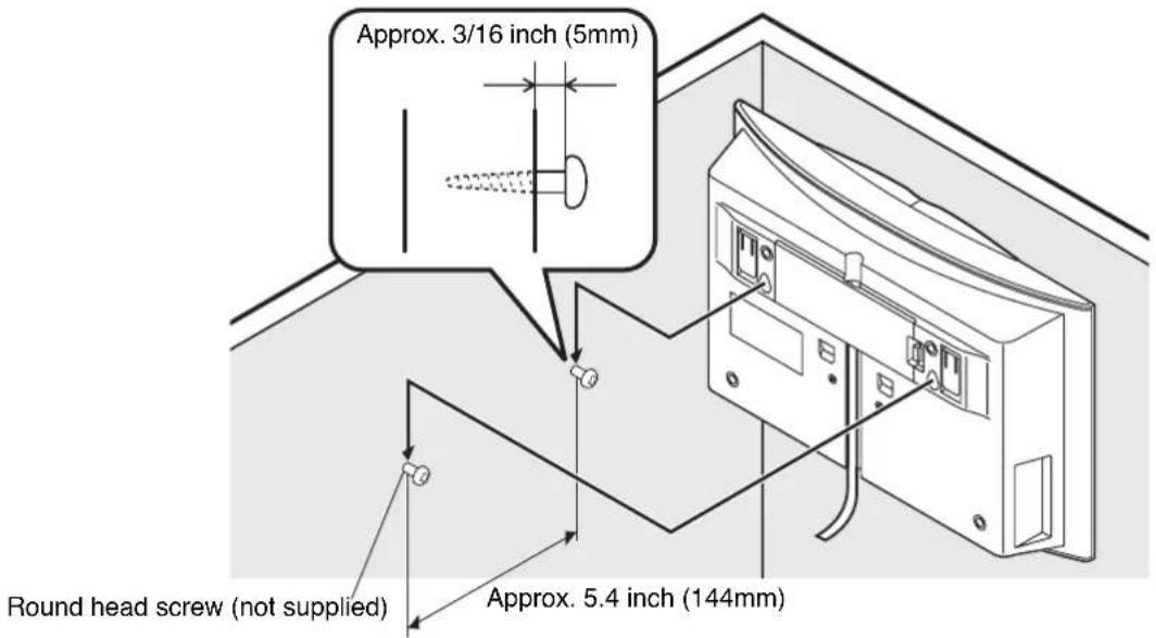 Approx. 3/16 inch (5mm) Round head screw (not supplied) Approx. 5.4 inch (144mm)