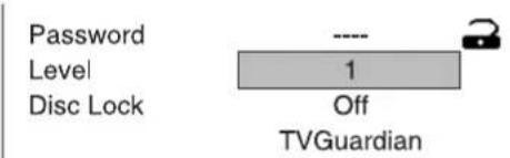 Password Level Disc Lock 1 Off TVGuardian