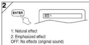 2 ENTER 1 1: Natural effect 2: Emphasized effect OFF: No effects (original sound)
