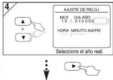 4 AJUSTE DE RELOJ MES DIA AÑO 10 / 012004 HORA MINUTO AM/PM - - Seleccione el año real. ...