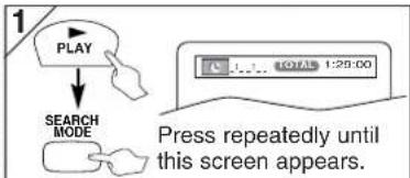 1 PLAY SEARCH MODE C .... TOTAL 1:28:00 Press repeatedly until this screen appears.