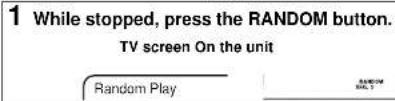 1 While stopped, press the RANDOM button. TV screen On the unit Random Play
