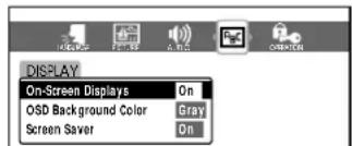 DISPLAY On-Screen Displays On OSD Background Color Gray Screen Saver On