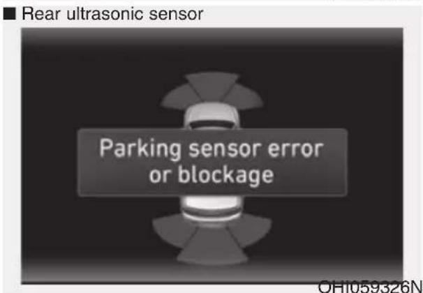 ■ Rear ultrasonic sensor Parking sensor error or blockage OH1059326N