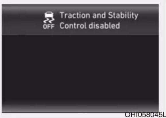 OFF Traction and Stability Control disabled OH1058045L
