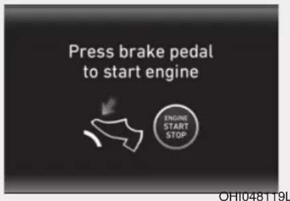 Press brake pedal to start engine ENGINE START STOP OHI048119L