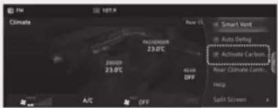 FM Climate 23.0°C SINCHEN 23.0°C A/C OFF Smart Vard Auto Debug Activate Carbon Rear Climate Camera... FNGP Split Screen