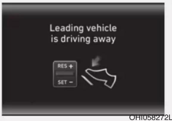 Leading vehicle is driving away RES + SET -