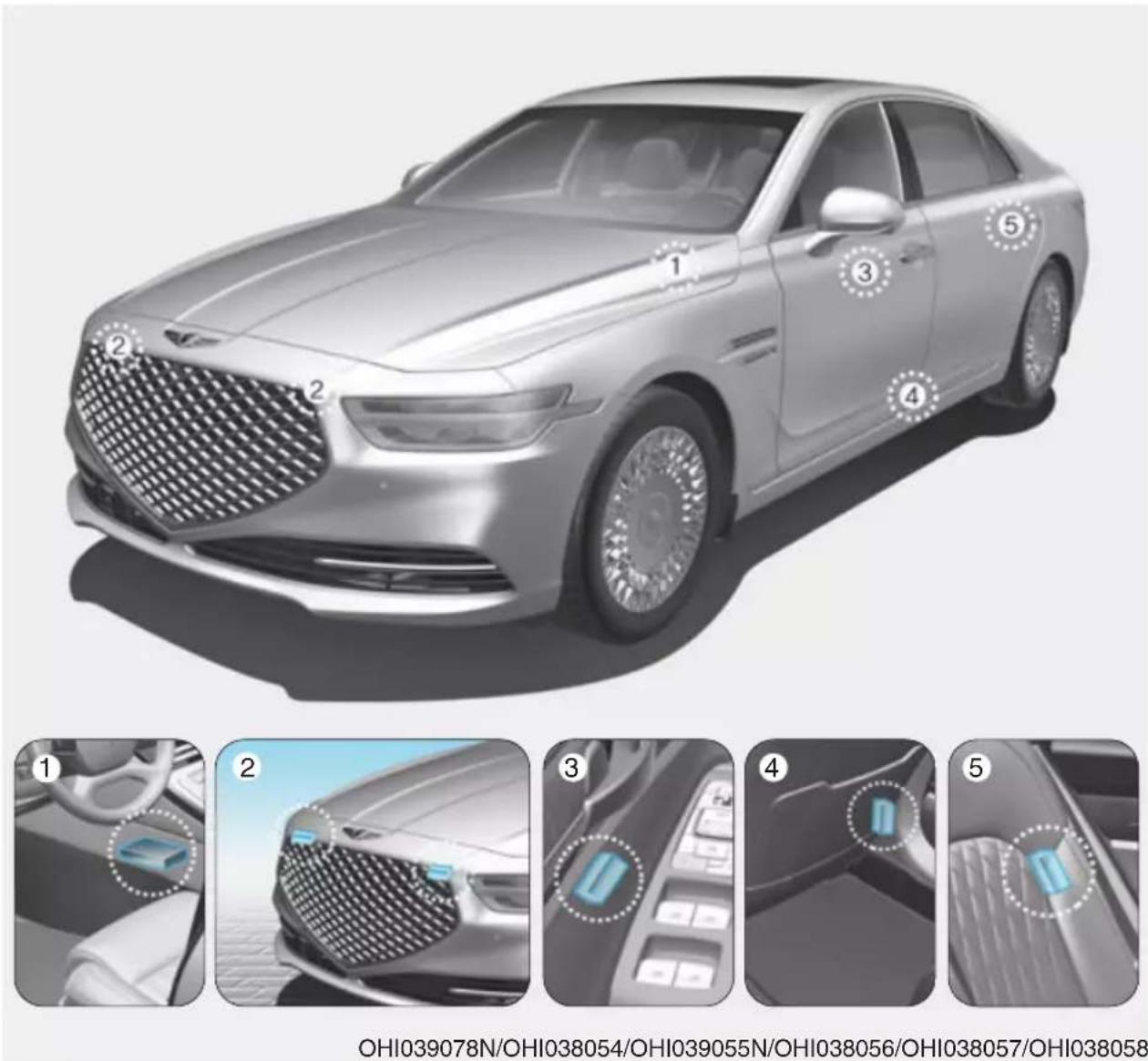 Genesis G90 (2021) - Air bag collision sensors - 1
