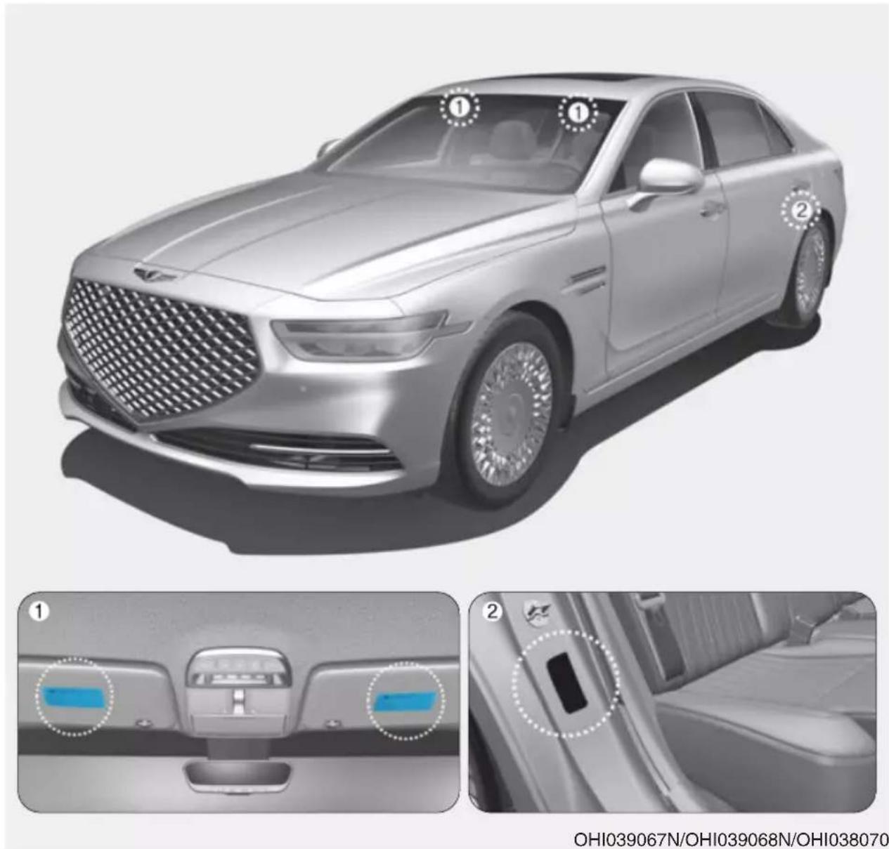 Genesis G90 (2021) - Air Bag Warning Labels - 1