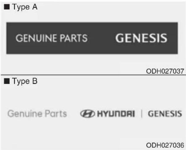 ■ Type A GENUINE PARTS GENESIS ODH027037 ■ Type B Genuine Parts HYUNDAI | GENESIS ODH027036