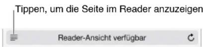 Tippen, um die Seite im Reader anzuzeigen Reader-Ansicht verfügbar