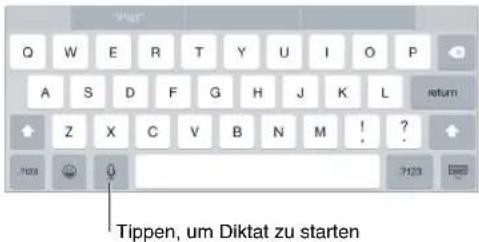 Tippen, um Diktat zu starten