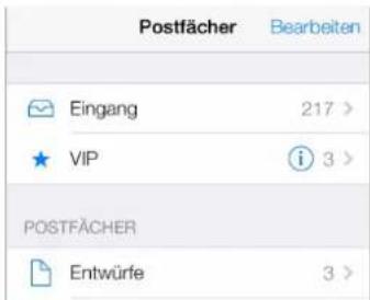 Postfächer Bearbeiten Eingang 217 > VIP i 3 > POSTFÄCHER Entwürfe 3 >