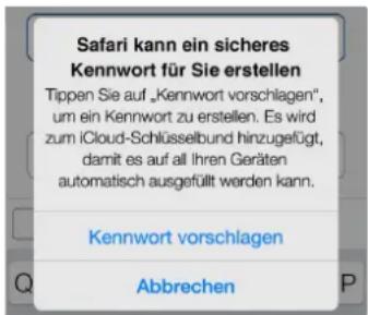 Safari kann ein sicheres Kennwort für Sie erstellen Tippen Sie auf „Kennwort vorschlagen“, um ein Kennwort zu erstellen. Es wird zum iCloud-Schlüsselbund hinzugefügt, damit es auf all Ihren Geräten automatisch ausgefüllt werden kann. Kennwort vorschlagen Q Abbrechen P
