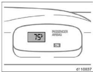 PASSenger AIRBAG 75°F ON d110037
