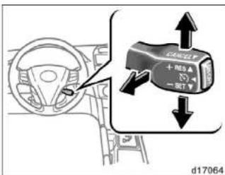 Diagram showing car steering wheel and directional control buttons with arrows and labels